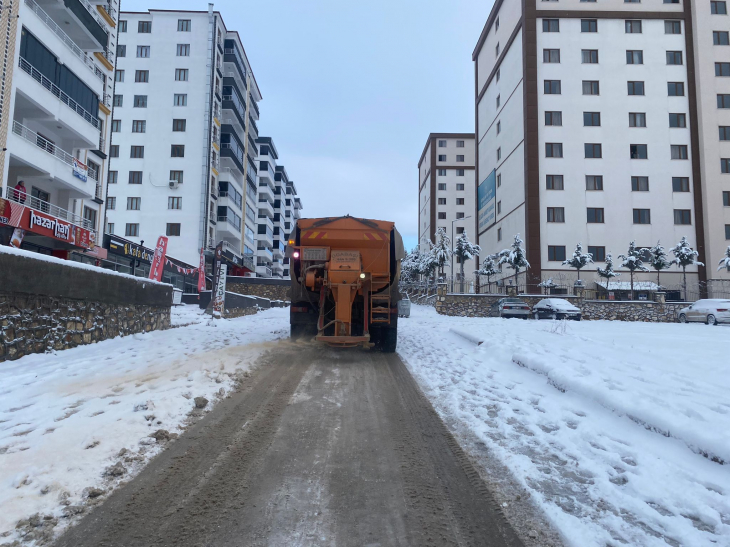 Elazığ Belediyesi'nden kent genelinde karla mücadele çalışması